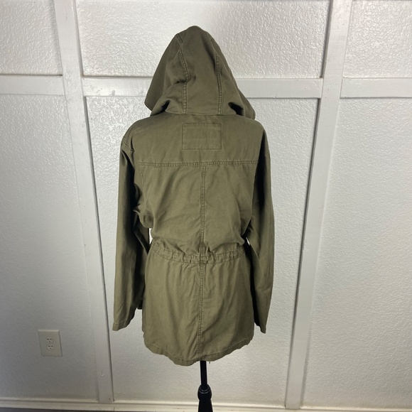 Ava & Viv Olive Utility Jacket Women’s XL Hooded 100% Cotton Anorak Coat Snap - Picture 4 of 10